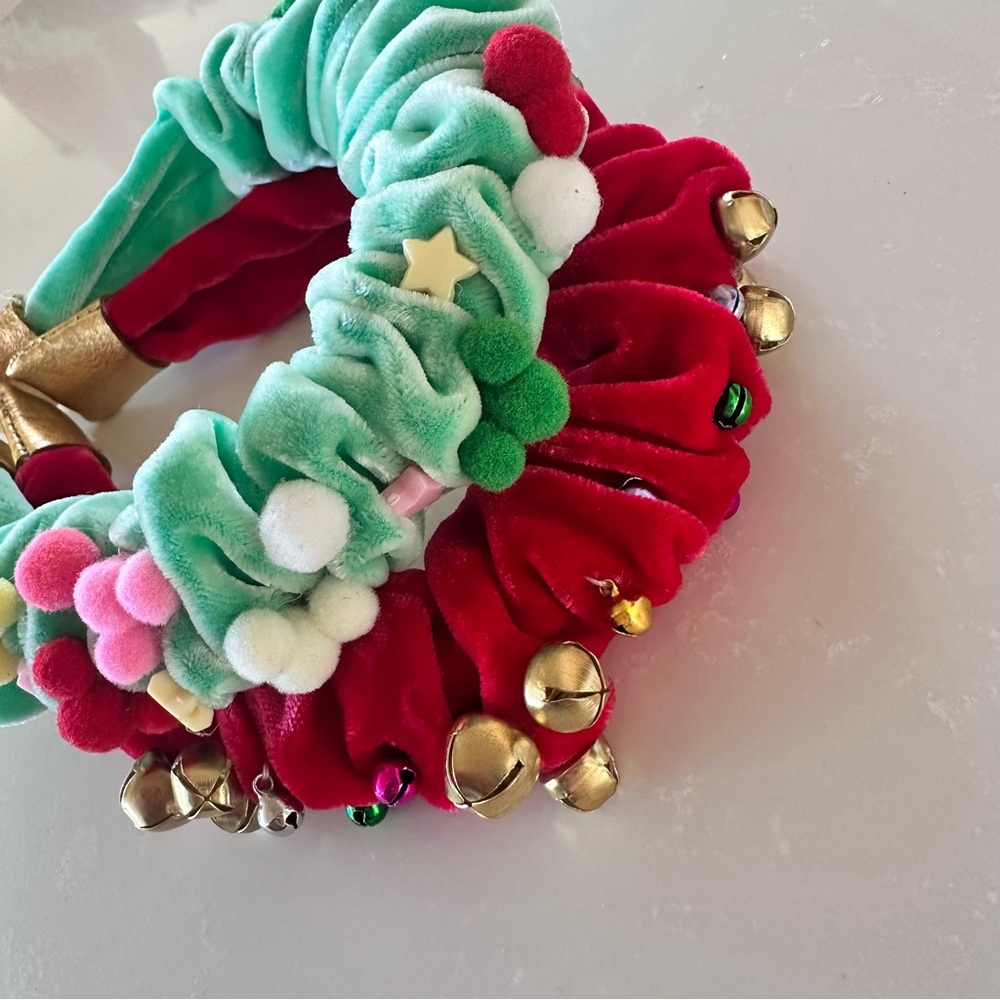 New velvet scrunch Pom jingle bell headbands